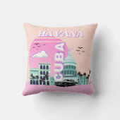 ハバナキューバピンク旅行アート クッション (裏面)