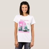 ハバナキューバピンク旅行アート Tシャツ (正面フル)