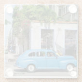 ハバナキューバブルーエレガントヴィンテージカー ガラスコースター (裏面)