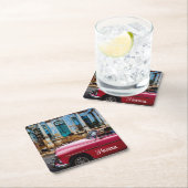 ハバナキューバレッドヴィンテージカー スクエアペーパーコースター (インサイチュ)