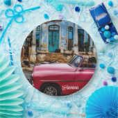 ハバナキューバレッドヴィンテージカー ペーパープレート (パーティー)