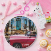 ハバナキューバレッドヴィンテージカー ペーパープレート (パーティー)