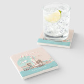 ハバナキューバレトロトラベルアート ストーンコースター (横)