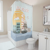 ハバナキューバヴィンテージ旅行アート シャワーカーテン (インサイチュ)