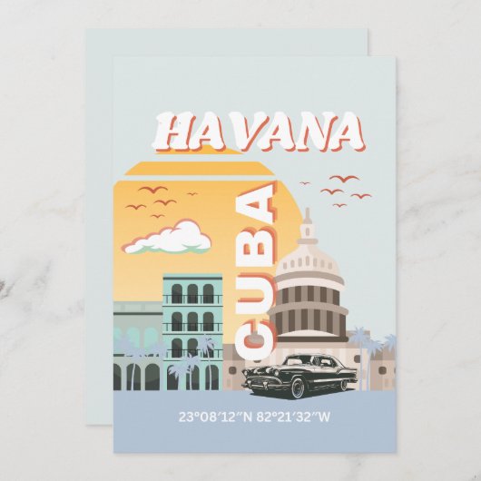 ハバナキューバヴィンテージ旅行アート シーズンカード (正面/裏面)