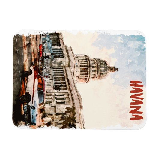 ハバナキューバヴィンテージ旅行水の色 マグネット (横)