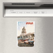 ハバナキューバヴィンテージ旅行水の色 マグネット (インサイチュ (食洗機))