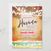 ハバナナイトインハバナビーチパーティー誕生日 招待状 (正面)