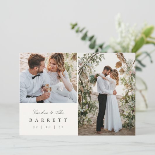 ハバナパームヴィンテージパーム数々のツリー結婚写真 サンキューカード (スタンド正面)