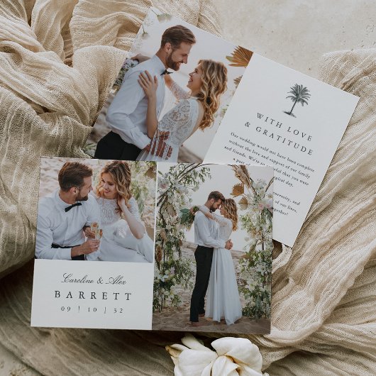 ハバナパームヴィンテージパーム数々のツリー結婚写真 サンキューカード