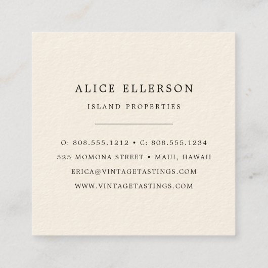 ハバナパーム スクエア名刺 (裏面)