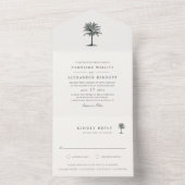 ハバナパーム |ヴィンテージのヤシ結婚の木 オールインワン招待状 (内側)