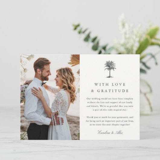 ハバナパーム |ヴィンテージの結婚Palm Treeの写真 サンキューカード (スタンド正面)
