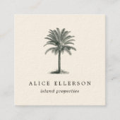 ハバナパーム |ヴィンテージPalm Tree QRコード スクエア名刺 (正面)