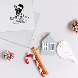 ハバナブラウンキャット差出人住所クリスマス ラバースタンプ