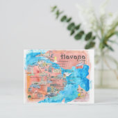ハバナ図解入りの、写真付きのキューバの地図 ポストカード (スタンド正面)