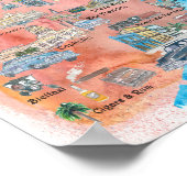 ハバナ図解入りの、写真付きのキューバ旅行ポスターマップ ポスター (角)