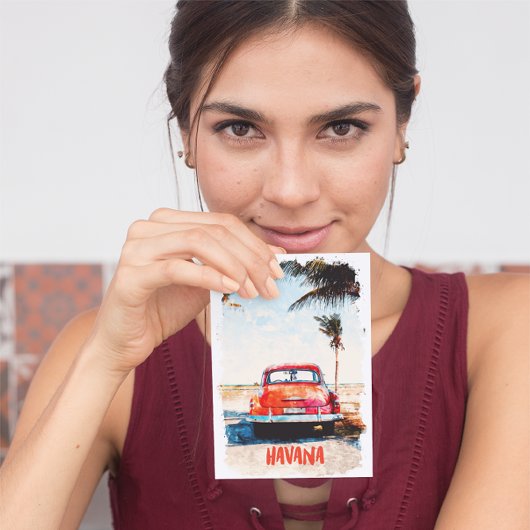 ハバナ素朴キューバヴィンテージ旅行水の色 ポストカード