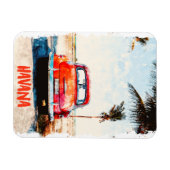 ハバナ素朴キューバヴィンテージ旅行水の色 マグネット (横)