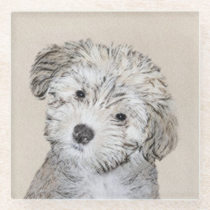 ハバナ絵画の子犬のアート – かわいいオリジナル ガラスコースター