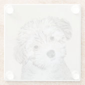 ハバナ絵画の子犬のアート – かわいいオリジナル ガラスコースター (裏面)