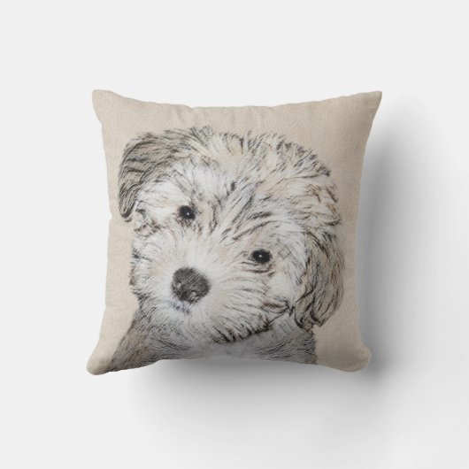 ハバナ絵画の子犬のアート – かわいいオリジナル クッション (裏面)