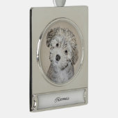 ハバナ絵画の子犬のアート – かわいいオリジナル シルバープレートバナーオーナメント (右)