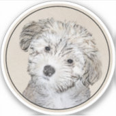 ハバナ絵画の子犬のアート – かわいいオリジナル シール (正面)