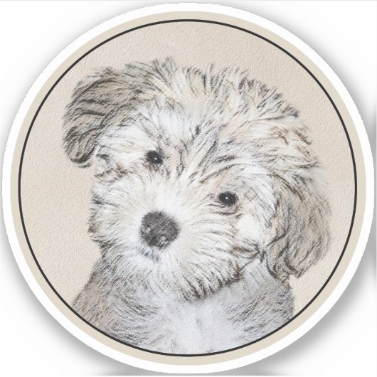 ハバナ絵画の子犬のアート – かわいいオリジナル シール (正面)