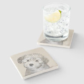 ハバナ絵画の子犬のアート – かわいいオリジナル ストーンコースター (横)