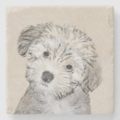 ハバナ絵画の子犬のアート – かわいいオリジナル ストーンコースター (正面)