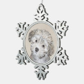 ハバナ絵画の子犬のアート – かわいいオリジナル スノーフレークピューターオーナメント (右)