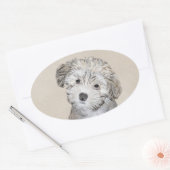 ハバナ絵画の子犬のアート – かわいいオリジナル 楕円形シール (封筒)