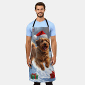 ハバナ走スのクリスマス帽子と雪 エプロン (着用した状態)