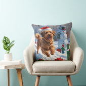 ハバナ走スのクリスマス帽子と雪 クッション (椅子)