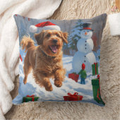 ハバナ走スのクリスマス帽子と雪 クッション (ブランケット)