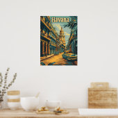 ハバナ郷愁:旧市街のヴィンテージ車 ポスター (キッチン)