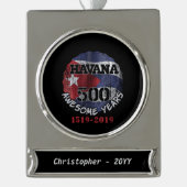 ハバナ500素晴らし年 – キューバ記念日 シルバープレートバナーオーナメント (正面)