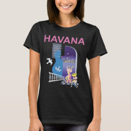 ハバナ・キューバの夜をイメージしたレトロな旅行Tシャツ Tシャツ