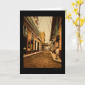 ハバナ、キューバ1900年のCalle de Habana カード (黄色い花)