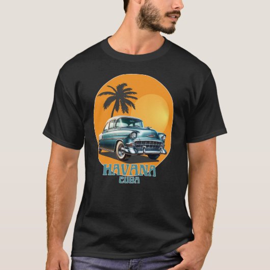 ハバナ キューバ クラシック カー Tシャツ (正面)