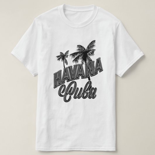 ハバナ キューバ ビンテージ タイプフェイス アート Tシャツ (デザイン正面)