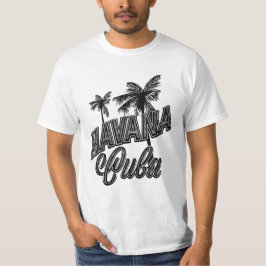 ハバナ キューバ ビンテージ タイプフェイス アート Tシャツ
