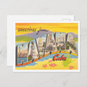 ハバナ、キューバ・ヴィンテージ旅行からの挨拶 ポストカード (正面/裏面)