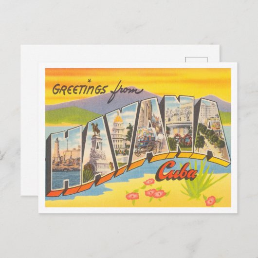 ハバナ、キューバ・ヴィンテージ旅行からの挨拶 ポストカード (正面/裏面)