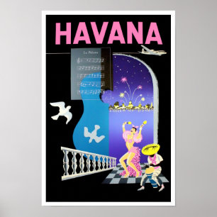 ハバナ・キューバ・ヴィンテージ旅行ポスター ポスター