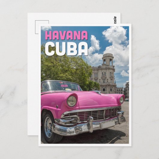 ハバナ・キューバ・ヴィンテージ車の旅行はがき ポストカード (正面/裏面)