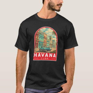 ハバナ キューバ 旅行 アート エンブレム Tシャツ