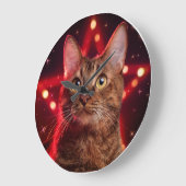 ハバナ・ブラウン猫 ラージ壁時計 (傾斜)