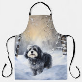 ハバニーズが雪のクリスマスを祝う エプロン (正面)